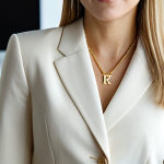 알파벳 펜던트 목걸이 트렌드 - Elegant Businesswoman**

"A professional businesswoman in a modern office setting, wearing a modest ...