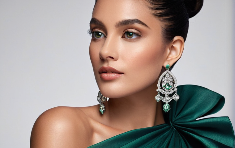 귀걸이의 길이별 스타일링 팁 - **Glamorous Evening Look: Statement Long Earrings**
A sophisticated woman with a graceful oval ...