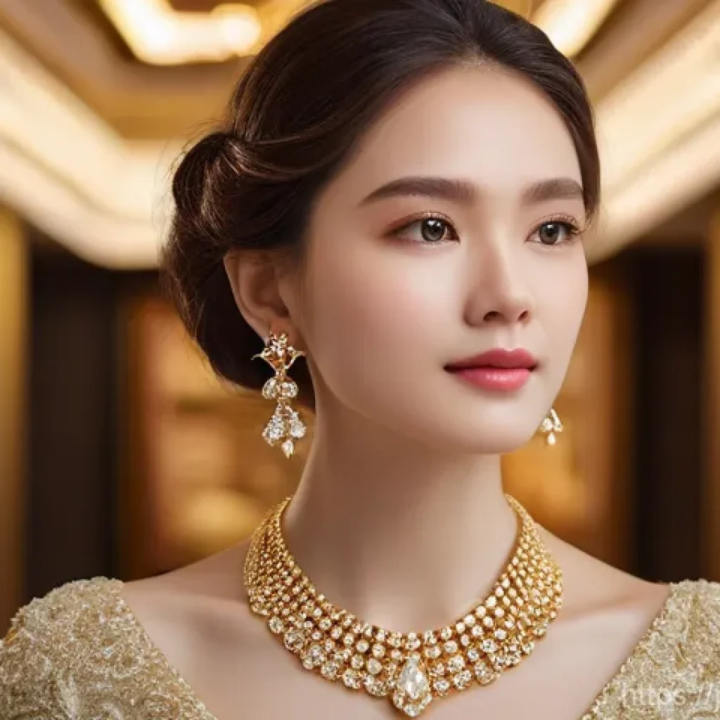 골드 도금과 골드 필드 차이 - **Prompt for Gold-Plated Jewelry:**
"A sophisticated young woman, gracefully holding a delicate,...