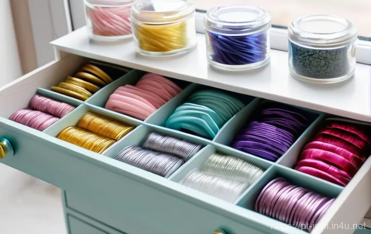 헤어 액세서리 정리 팁 - Prompt 1: Organized Hair Elastics and Scrunchies** 헤어 액세서리 정리 팁 - Prompt 1: Organized Hair Elastics and Scrunchies**